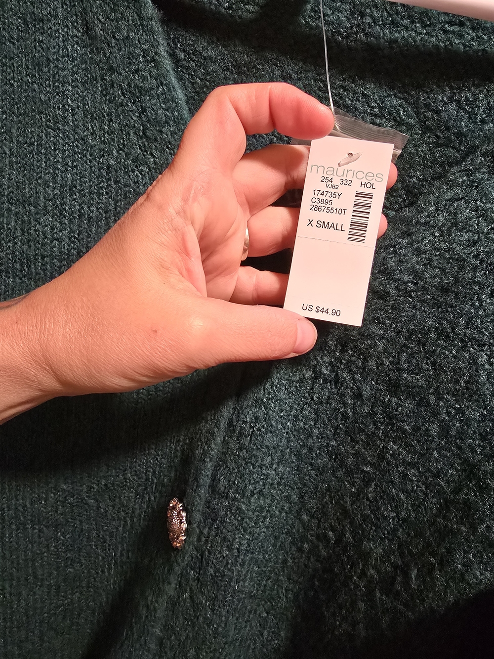 Maurices Teal V-Neck Button Front Cardigan NWT XS - Picture 2 of 5